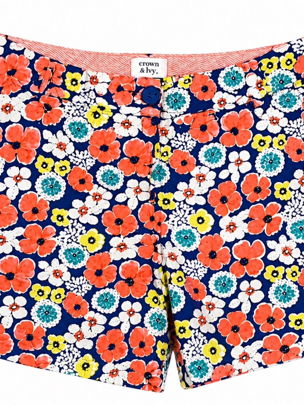 Crown & Ivy Floral Shorts Size 8 Blue Orange Preppy Summer